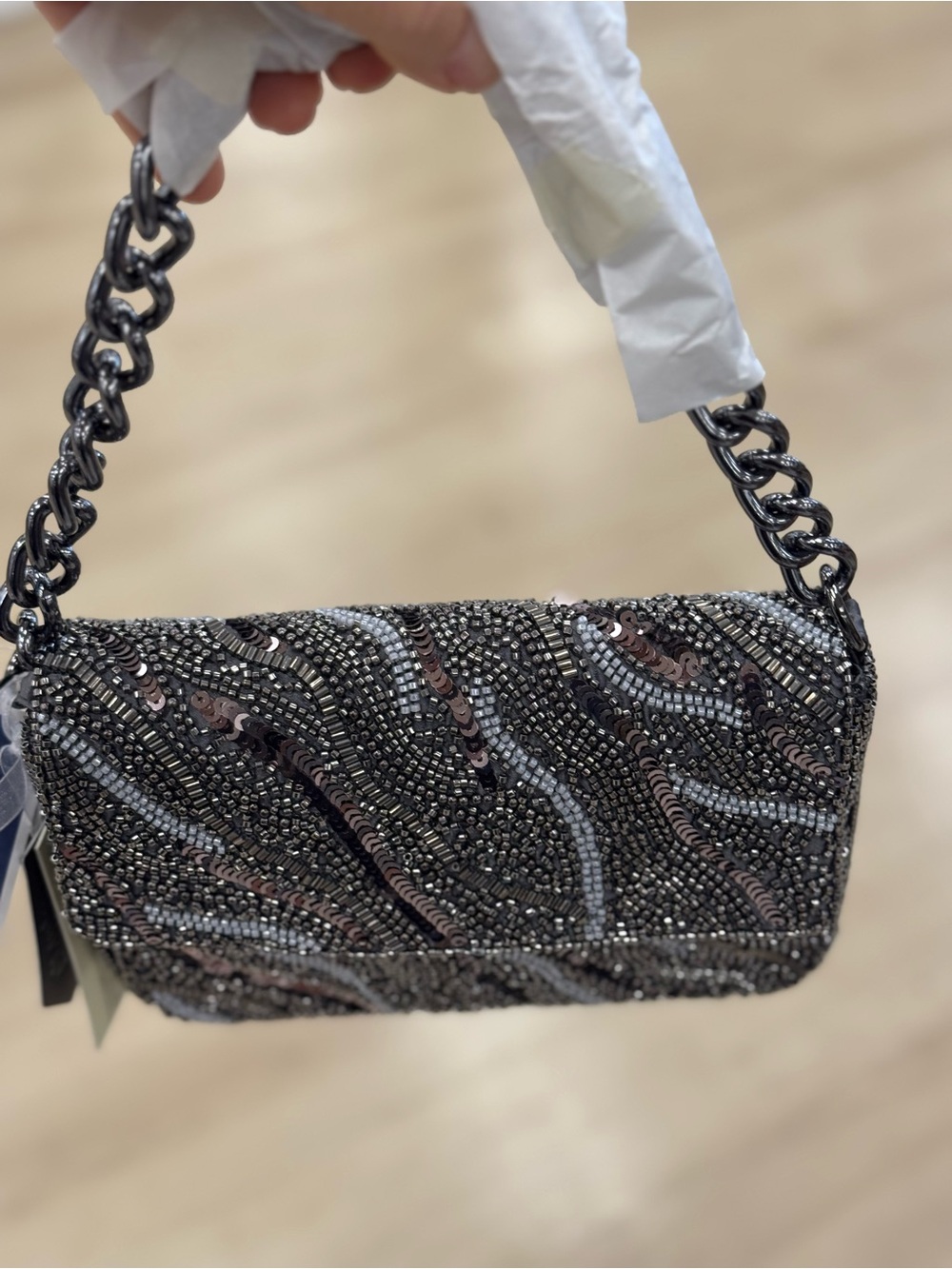 Embellished Beaded Evening Shoulder Bag -